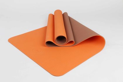 2 Tone TPE Premium Yoga Mat (Color: Orange-Brown)